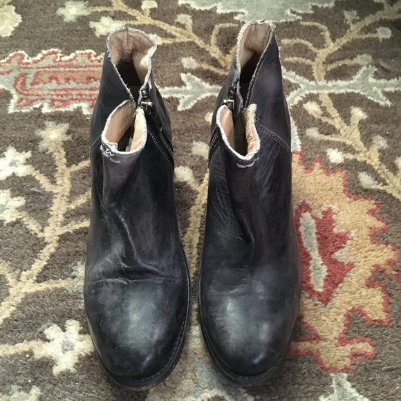 BED/STU NYC Hand Made Yell Black Leather Distressed Stack Heel Ankle Boots 6.5 - Picture 7 of 8